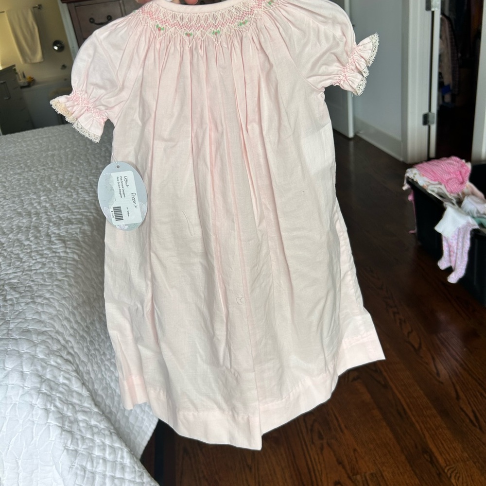Pink Smocked Kids Dress